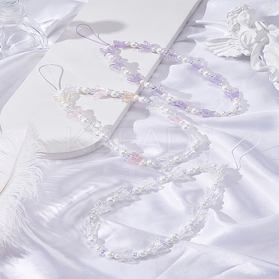 3Pcs 3 Colors Resin Beaded Chain Mobile Straps AJEW-LP0001-16-1
