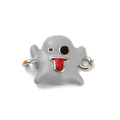Halloween Brass Light Grey Enamel Connector Charms KK-F915-04A-P-1