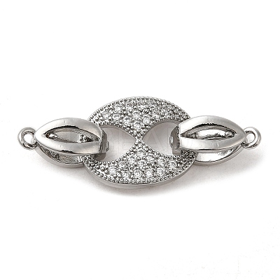 Brass Micro Pave Clear Cubic Zirconia Fold Over Clasps KK-M270-07P-1