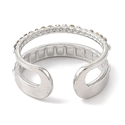 304 Stainless Steel Open Cuff Ring for Women RJEW-F166-09P-02-1