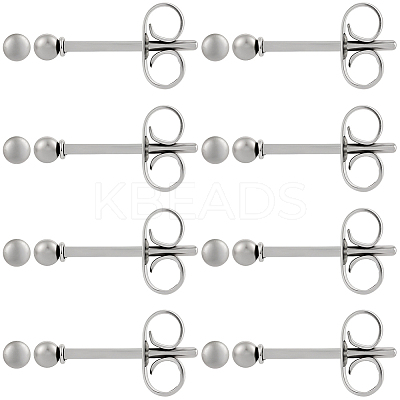100Pcs 304 Stainless Steel Round Stud Earrings EJEW-BBC0002-05A-P-1