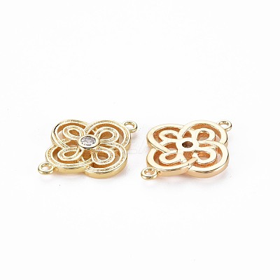 Brass Micro Pave Clear Cubic Zirconia Connector Charms KK-S356-712-1