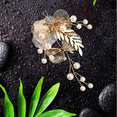 Alloy with Plastic Pearl Ornament Accessories FIND-WH20030-11C-G-1