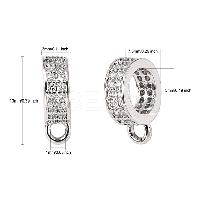 Brass Micro Pave Cubic Zirconia Tube Bails ZIRC-K070-44P-1