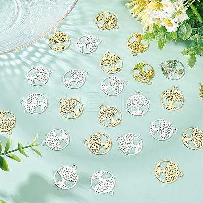 40Pcs 2 Colors Brass Filigree Pendants KK-DC0002-08-1