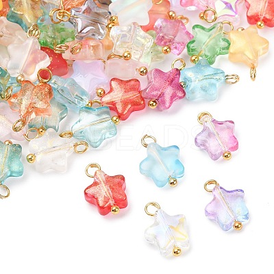 150Pcs 25 Colors Glass Pendants PALLOY-CJ00076-1