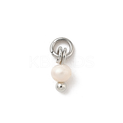 Natural Cultured Freshwater Pearl Rondelle Charms PALLOY-JF04393-01-1