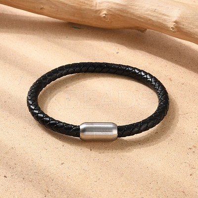 Man's Braided Leather Cord Bracelets BJEW-JB04255-02-1
