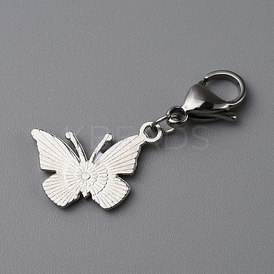 Butterfly Alloy Enamel Pendant Decoration LS-HJEW-WH0042-73D-1