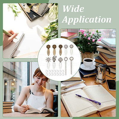 38pcs 14 Styles Alloy with  Iron Bookmark Cabochon Setting FIND-NB0005-25-1