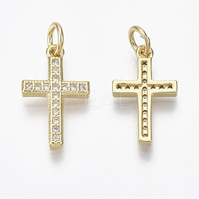 Brass Micro Pave Cubic Zirconia Charms ZIRC-R109-024A-G-NF-1