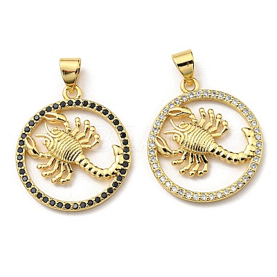 Brass Micro Pave Cubic Zirconia Pendants KK-K341-18G-01-1
