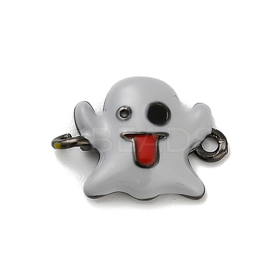 Halloween Brass Light Grey Enamel Connector Charms KK-F915-04A-B-1