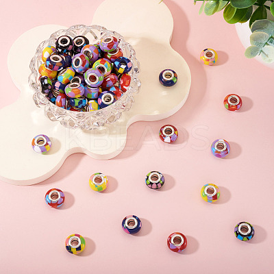 100Pcs 5 Colors Bohemian Style Resin European Beads RESI-TA0004-83-1