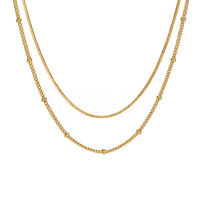304 Stainless Steel Double-Layer Necklace LS-NJEW-Q321-01G-1
