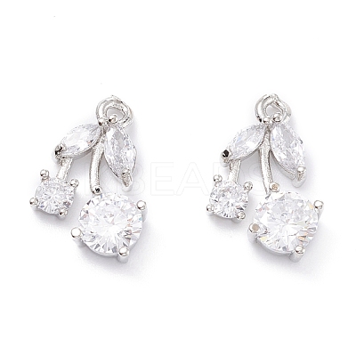 Rack Plating Brass Cubic Zirconia Charms ZIRC-C026-13P-1