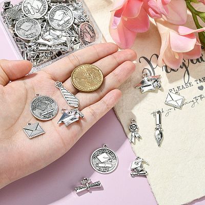 100Pcs 10 Styles Tibetan Style Alloy Pendants TIBEP-CJ0002-63-1