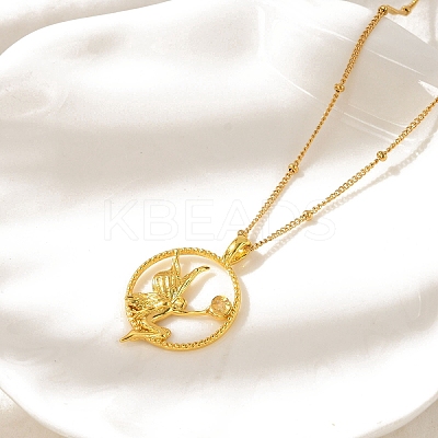 Brass & Acrylic Greek goddess Flat Round Pendant Necklaces LS-NJEW-R018-01G-1
