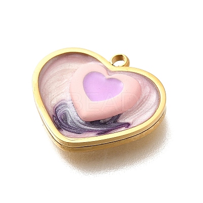 304 Stainless Steel Enamel Pendants STAS-Q347-01G-B-1