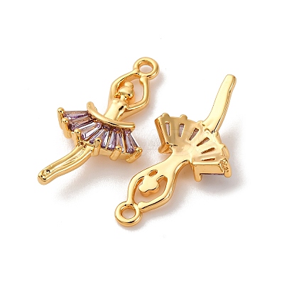 Brass Micro Pave Cubic Zirconia Pendants KK-K382-26G-02-1