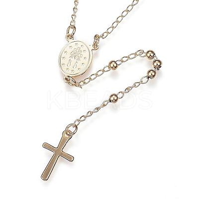 304 Stainless Steel Rosary Bead Necklaces NJEW-D285-40G-1
