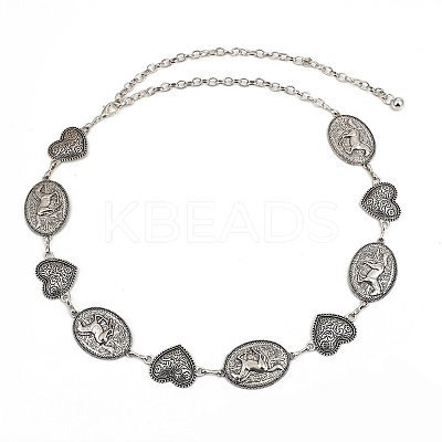 Alloy Ethnic-style Oval Horse and Heart Link Chain Belts for Women FS-WG752C3-01-1