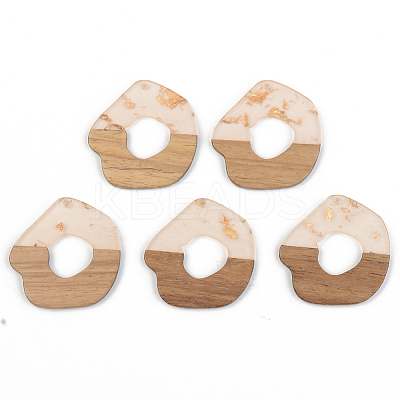 Transparent Resin & Walnut Wood Pendants RESI-S389-050A-B05-1