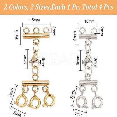 4Pcs 4 Styles Multi-Strand 304 Stainless Steel Lobster Claw Clasps FIND-AB00046-1