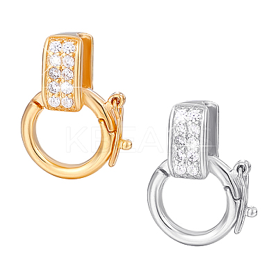 2Pcs 2 Colors 925 Sterling Silver Micro Pave Clear Clear Cubic Zirconia Twister Clasps STER-PH0003-53-1