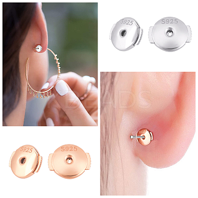 2 Pairs 2 Colors Sterling Silver Ear Nuts STER-CN0001-14B-1