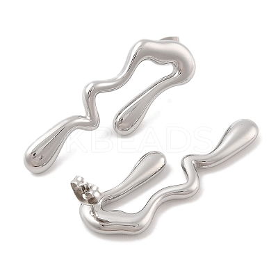 304 Stainless Steel Stud Earrings EJEW-B108-03P-1