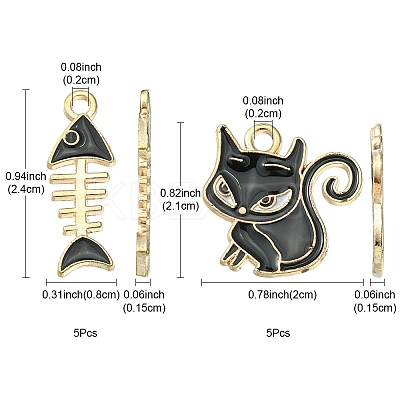 10Pcs 2 Styles Alloy Enamel Pendants ENAM-YW0003-15-1