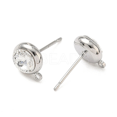 SHEGRACE Brass Rhinestone Flat Round Stud Earring Findings XGR0099P-120P-1