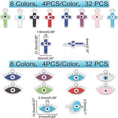 64Pcs 16 Style CCB Plastic Enamel Pendants CCB-FH0001-08-1
