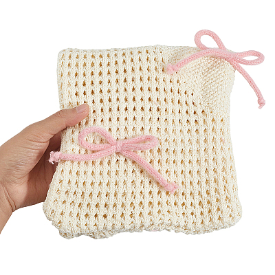 Polyester Bowknot Knitted Shoulder Bags for Women AJEW-WH20816-075A-1