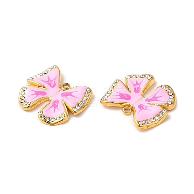 Real 18K Gold Plated 304 Stainless Steel Rhinestone Pendants STAS-A084-28G-02-1