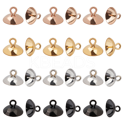 48Pcs 4 Color Ion Plating(IP) 304 Stainless Steel Cup Peg Bails Pin Pendants STAS-DC0006-06-1