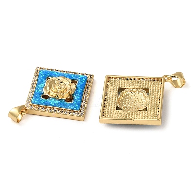 Rack Plating Brass Micro Pave Cubic Zirconia Pendants KK-P268-11D-G-1