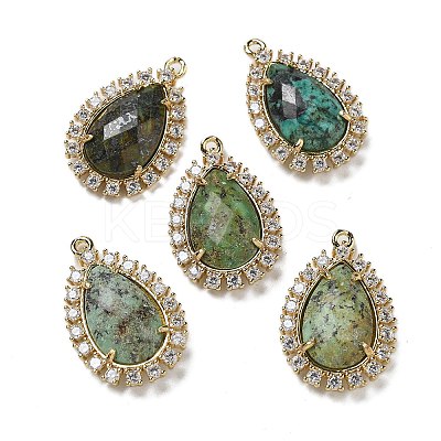 Natural African Turquoise(Jasper) Faceted Teardrop Pendants G-I375-01G-14-1