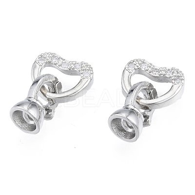 Brass Pave Clear Cubic Zirconia Fold Over Clasps KK-N231-362P-1
