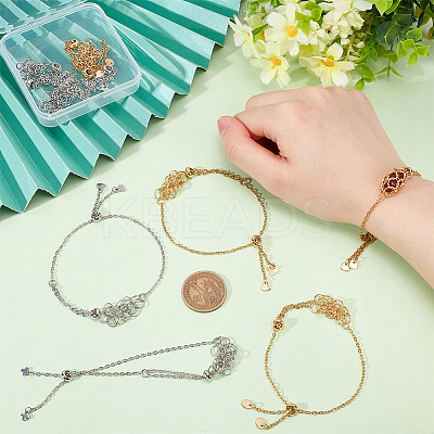 8Pcs 2 Style Adjustable 304 Stainless Steel Slider Bracelet Making AJEW-PH0011-83-1