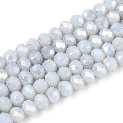 Anti-Tarnish Electroplate Rondelle Glass Beads Strands EGLA-T021-4mm-17-01-1