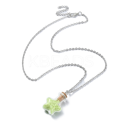 2Pcs 2 Color Luminous Glass Star Bottle Pendant Necklace NJEW-JN04522-1