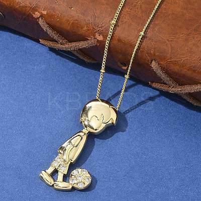 Brass Micro Pave Clear Cubic Zirconia Pendant Necklaces LS-NJEW-M084-01G-01-1