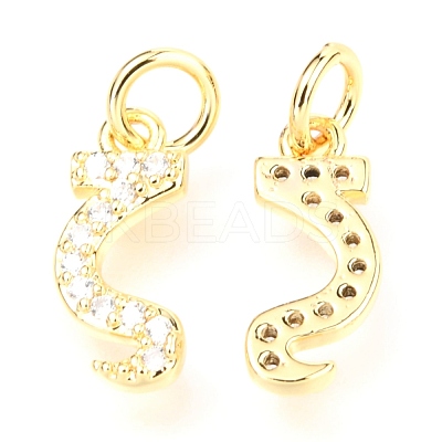 Brass Micro Pave Cubic Zirconia Charms ZIRC-O037-19G-1