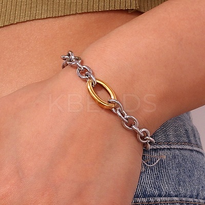 304 Stainless Steel Cable Chain Bracelets for Women WGF1402-02-1