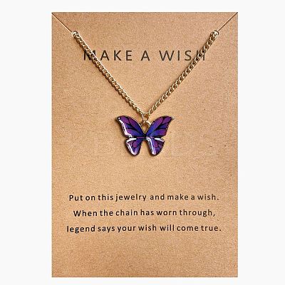 Bohemian Alloy Enamel Butterfly Pendant Necklaces for Women WG0CAA2-14-1