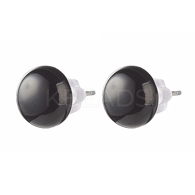 Half Round Natural Mixed Gemstone Stud Earrings for Girl Women X-EJEW-JE04664-1