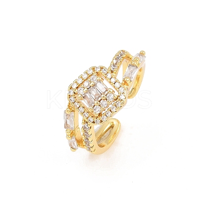 Brass Micro Pave Cubic Zirconia Cuff Rings for Women RJEW-Z113-51G-1