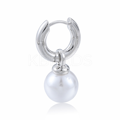 ABS Plastic Pearl Dangle Hoop Earrings EJEW-N011-106P-1